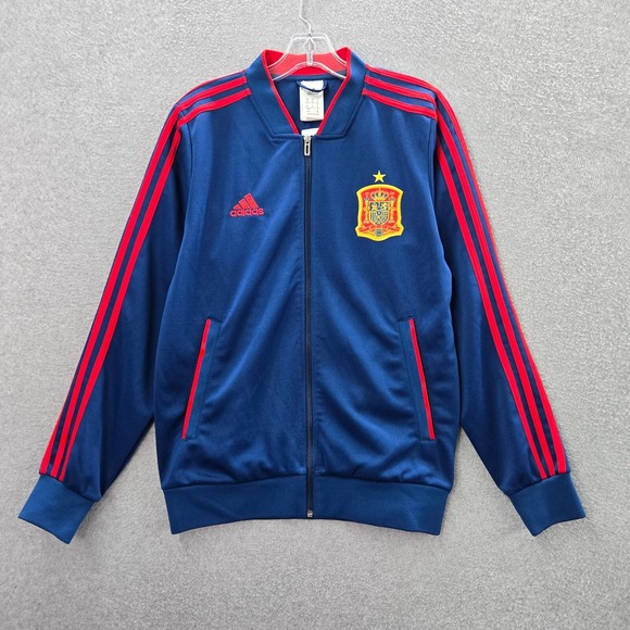 Spain Women Jacket Small Blue Track Logo Training Warm Up 1/4 Zip Long Sleeve - Picture 1 of 11